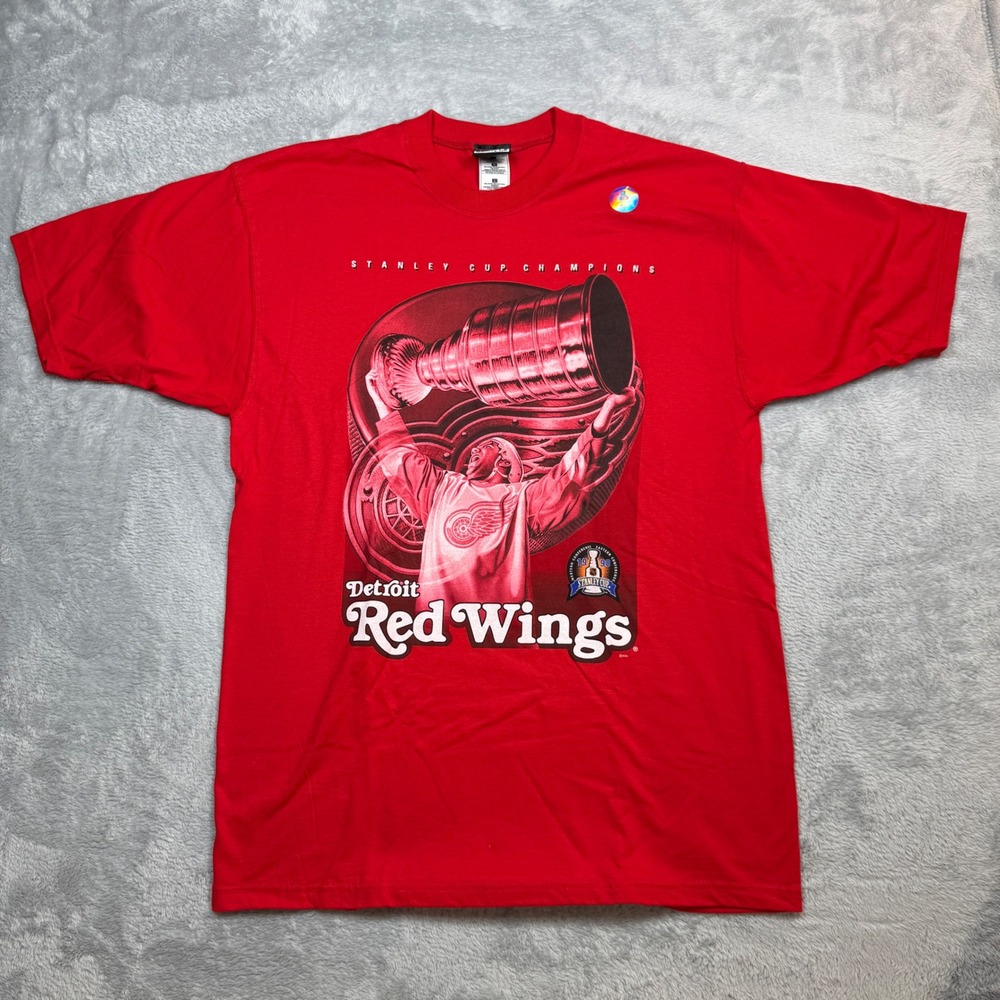 Vintage Pro Player Detroit Red Wings T Shirt Mens L Red Stanley Cup NHL 1998